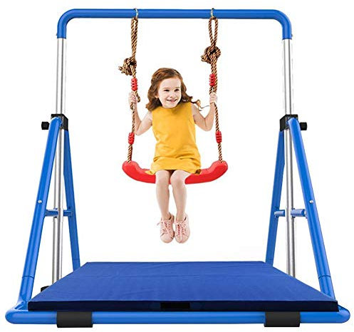 Sport-Gymnastik-Stangen Verstellbares Klapp-Gymnastik-Kinder-Trainingsgerät für Zuhause Junior-Trainingsstange Reck,Blau,B