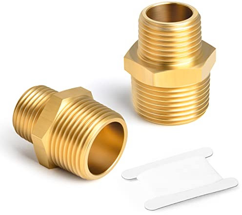 ERGAOBOY 5 Stück 1/4 BSP Außengewinde x 1/2 BSP Außengewinde Messing Reduzier Sechskant Nippel Verbinder Rohrverschraubungen