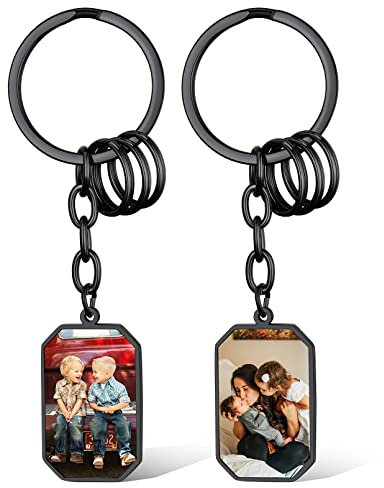 Custom4U Porte Clef Homme avec 2 Photos Gravé Porte-clés Personnalisable Voiture Moto Femme