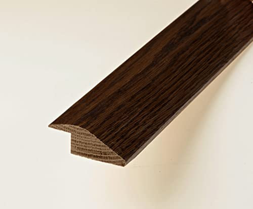 Threshold Door Strip Solid Oak R Section 12mm Ramp Reducer Trim 90cm for Wood & Laminate Flooring Dark Brown Oak