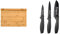 MasterChef Grande Planche à Découper avec Rebord et Rainure À Jus, Pour Préparer, Trancher, Aperitif,Pain & Set Couteau Cuisine, Couteaux compris Couteau d'office, Couteau Universel et Couteau de Chef