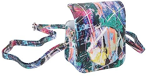 Instant Camera Case Compatible with Instax Mini 12,Color Print PU Leather Bag with Pocket and Adjustable Shoulder Strap,PU Camera Protective Cover for Fujifilm Instax Mini 12 (Colorful Graffiti)