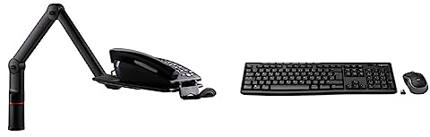 Novus TalkMaster Telefonschwenkarm & Logitech MK270 Kabelloses Set mit Tastatur und Maus für Windows, 2,4 GHz kabellos