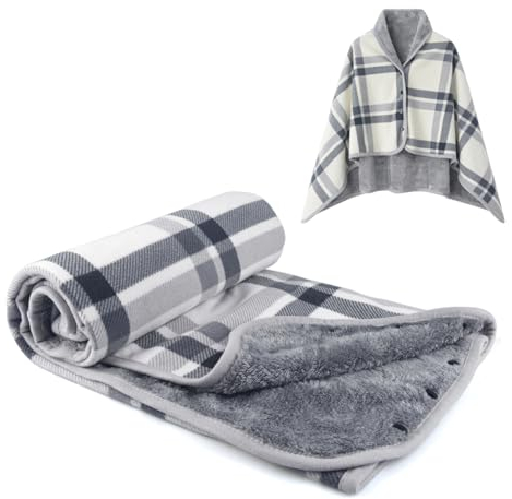 SIVENKE Poncho da Donna Indossabile Mantello Caldo Coperta Calda Invernale con Bottoni Scialle Grande Sciarpa Flanella Maglia Cape Cardigan per Donna Cappotto Poncho Lavorato Mantella Coprispalle