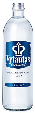 Lot de 12 bouteilles d'eau minérale naturelle VYTAUTAS en verre pétillant de 750 ml
