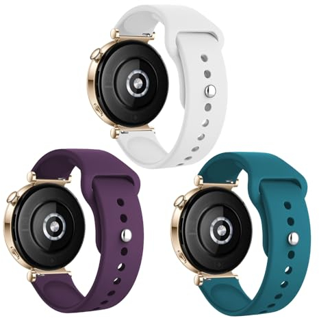 KUWAI 3 Stück Armband für Huawei Watch GT4 41mm - Silikon, Atmungsaktiv, Sport Armbänder - Schwarz, 22 mm - Einstellbar, Ersatzgurt - Kompatibel mit Huawei Watch GT 4 41mm