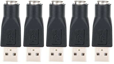 5 Stück USB-Stecker auf PS/2-Buchse Adapter Konverter für Tastatur und Maus mit PS/2-Schnittstelle, USB auf PS/2 Tastatur Keyboard Adapter