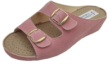 Primo Calzature Modello Comfort Ottime Ciabatte Donna Estive, Morbide Pantofole per Casa Ortopediche, Aperte in Punta, Doppia Fascia e Sanitarie (Rosa, 37)