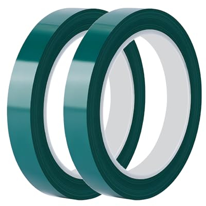 Qrity 2 Rollos Cinta de Película de Poliéster, 15mm x 66m Adhesiva Cinta, Cinta Adhesiva Aislante, Cinta para Marcadores, Cinta Verde Autoadhesiva