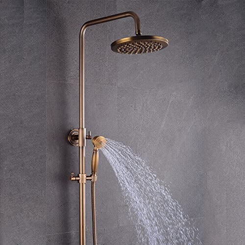 Handbrause Brauseset Duscharmatur Duschset Nostalgie Duscharmatur Antik Kupfer+Edelstahl Duschkopf Überkopfbrauseset Regendusche