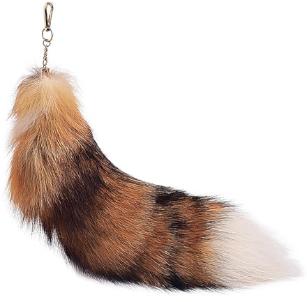 Xiixuuj Tierschwanz Schlüsselanhänger - 40cm Kunstfaser Tail Mit Fuchsschwanz, Therians Tail für Pelzschwänze Mit Auto-Befestigung