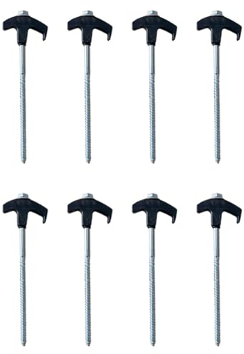 Luejnbogty Zeltheringe zum Einschrauben - Erdanker zum Einschrauben, Zeltheringe, Campingheringe, Zeltspikes mit Metallgewinde (8 Stück), Schwarz