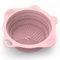 YalsFTY Faltbare Silikon-Make-up-Pinsel-Reinigungspad, Schüssel, tragbare Matte, Schrubber, Reinigungswerkzeug für Make-up-Pinsel, Schwämme und Puderquasten (Rosa)