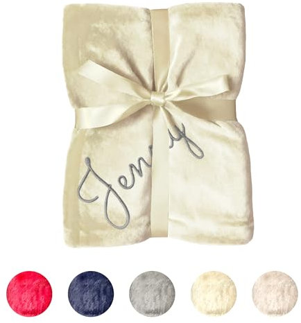 my STITCHERY Decke mit Namen oder Wunschtext Bestickt - Personalisierte Kuscheldecke aus weichem Polyester als außergewöhnliche Geschenkidee (Sand, 180 x 130 cm)