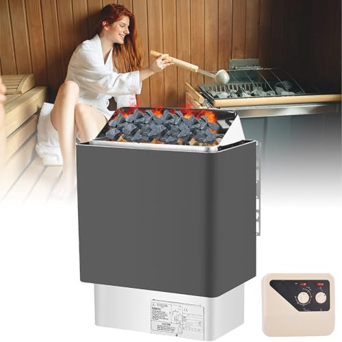 Stufa per sauna, stufa per sauna per bagno di vapore secco da 3-9 kW, con controller esterno, richiede pietra per sauna da 16 kg (non inclusa), può essere utilizzata per uso commerciale e domestico