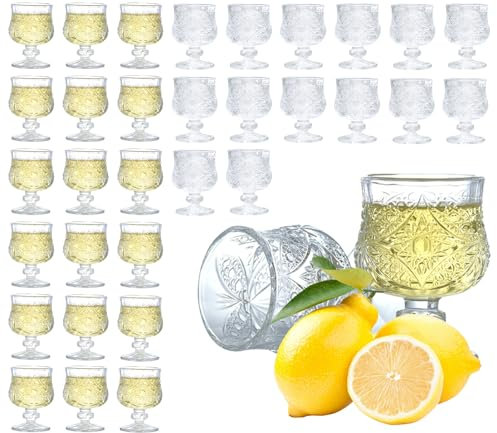 Soopiiso Set di 32 bicchieri da liquore, 50 ml, bicchierini da shot con stelo, bicchierini da sherry e tequila