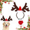 Ajuanbazha Weihnachten Haustier Stirnband Set, Rentier Geweih Haarreif mit Weihnachtsmütze für Hund