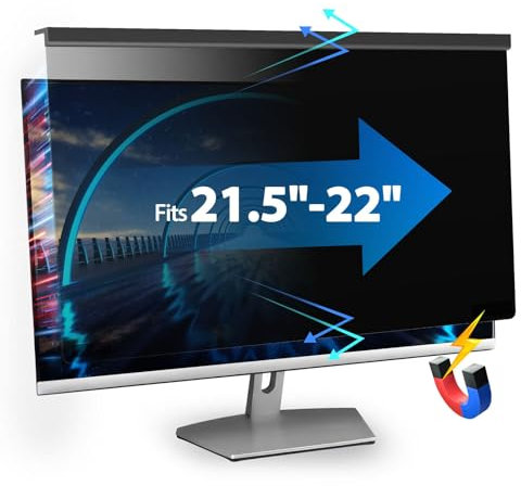 VERPONITY Magnetic Computer Privacy Screen 21.5-22 Inch, Aesthetic Hanging Privacy Screen for Computer Monitor with Anti-Blue Light Coating, Removable Magnetic Attachment Computer Monitor Privacy