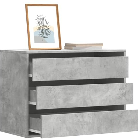 Brokky Cassettiera Angolo Grigio Cemento 80x41x58cm Legno Multistrato-Cassettiera Cassetti,Comò in Legno,Mobile Cassettiera Salvaspazio per Camera da Letto,Soggiorno