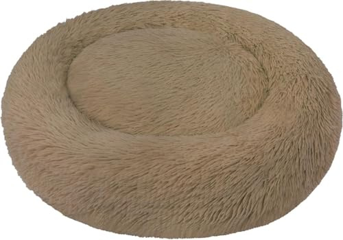 normani Rundes Hundebett für große und kleine Hunde - Ergonomisches Hundekissen Donut - Hundecouch mit hohem Rand Farbe Braun Größe 60 cm x 60 cm x 22 cm