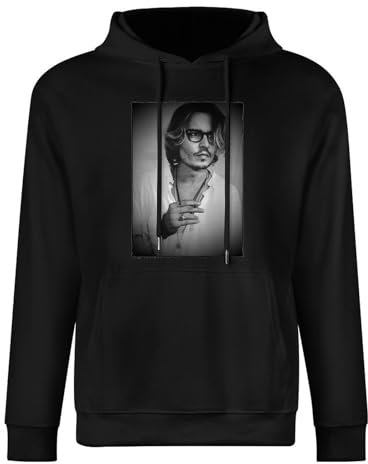RBYSV Johnny Depp Vintage Men's Hoodie Black Sweatshirt
