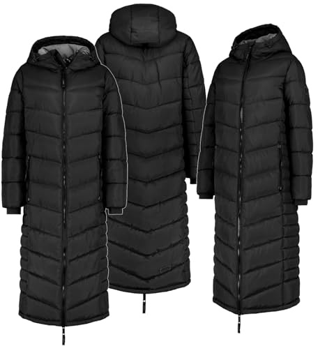 Sublevel Winter Jacke Parka Steppjacke Steppmantel Wintermantel Lange Mantel Extra lang 126 cm, Farbe:Schwarz, Größe:XL (42)
