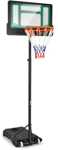 GOPLUS Basketballkorb Outdoor für Kinder Jugendliche, 90-210cm Korbhöhe verstellbar, Basketballständer tragbar mit Rollen, Basketballkorb mit Ständer und 76x50cm Rückwand