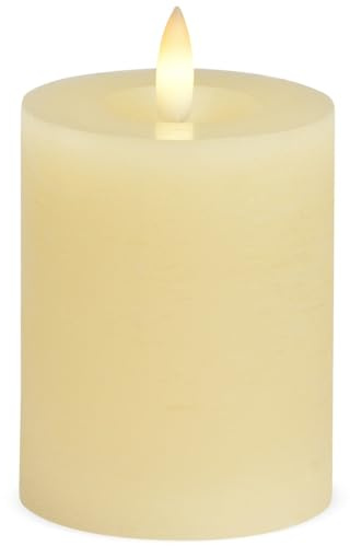 LED Stumpenkerzen 4er Set aus Echtwachs mit Timerfunktion & inkl. Fernbedienung - Kerzen realistisch flackernde Flamme warmweiß Ø 7 x 9 cm - Elektrische Wachskerzen cremeweiß als gemütliche Tischdeko