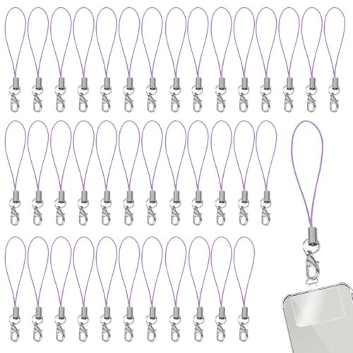 50 Stück lila Mobile Phone Lanyard Strap for Keyrings, Mobile Phone Pendant Loops with Carabiner, Phone Ring Strap, Mobile Phone Charm Cord for Pendents, USB Key Pendant
