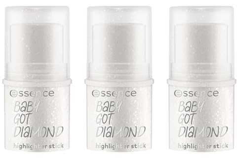 essence BABY GOT DIAMOND highlighter stick, Silber, glänzend, strahlend, schimmernd, glitzernd, vegan, ohne Parfüm, ohne Konservierungsstoffe, ohne Parabene, 3er Pack (3x5.4g)