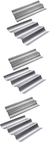 DECHOUS 3 Sätze Baguette Gewellte Pfanne Baguette-backform Brotback Bratenform Heißluftfritteuse Toaster Brotform Zum Backen Stift Blech Brotbackregal Rostfreier Stahl Silver 2 Stück * 3