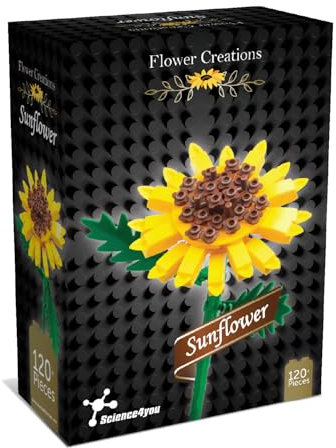 Science4you Sunflower Building Kit for Adult – Build your own Botanical Garden, Have Fun Build Sunflowers, Have a good time build Artificial Flowers, Building, Modelling & Hobby Gift for Adults & Kids