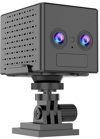 Fangxuee Mini Telecamera IP di Sorveglianza con Doppia Lente 4G HD, 3000 MAh, Visione Notturna PIR, Rilevamento del Movimento Umano, Videocamera di Sorveglianza