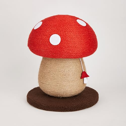 Arbre à chat en forme de champignon, corde de juta rouge/naturelle, facile à monter, base résistante pour toutes les races de chats et chatnhos