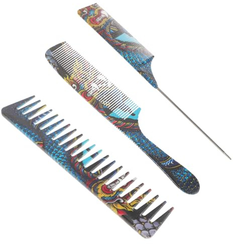 FRCOLOR 3 Pièces Peigne à Dents Larges Brosse Sèche-cheveux Nappe Peigne De Travail Des Produits De Décoloration Fer à Lisser s à Queue De Rat Pinceaux Démêlant Résine