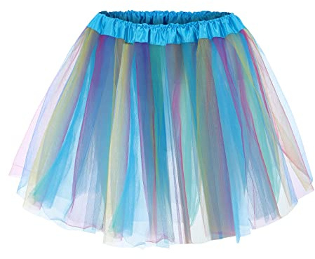 Tüllrock Damen Regenbogen Tutu Lila Bunt 50Er Tüll Rock Retro Tanzrock Kurz Ballett Petticoat Unterrock Minirock Tüllrock Karneval