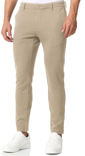 Indicode Herren Rodekro Performance Pants | Chinohose Herrenhose Super Stretch Stoffhose Bequeme Business Hose für Männer Greige, 28/30