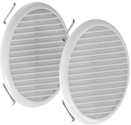 Plikc - Griglia Aerazione Universale Con Molla In Abs Bianco con protezione contro insetti - MADE IN ITALY (⌀ 80-125 - 2 Pezzi)