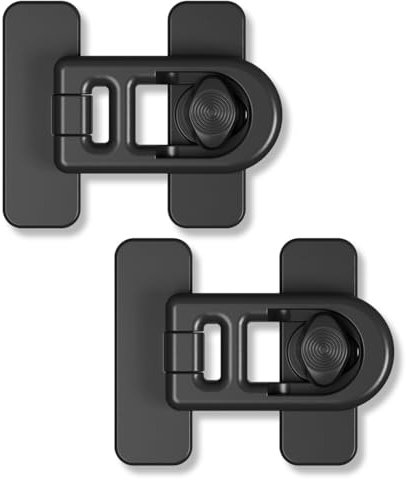 OUDQFCJ 2 Piezas Cerradura Nevera, Seguridad Puertas Niños Autoadhesivo, Cierre Seguridad Cajones Bebe Ajustable, Candado Frigorifico de Niños para Refrigerador Cajón Armario Puerta (Negro)