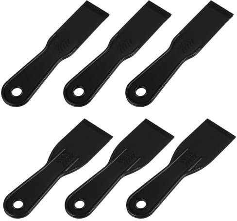 Lot de 6 grattoirs à mastic en plastique noir flexible pour réparation des murs ou du ruban adhésif pour cloison sèche, peinture murale