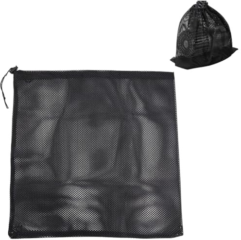 CREATCABIN 2Pcs Pond Barrier Bags Fountain Pump Bag Black Drawstring Square Large Polyester Net Mesh Barrier Filter Cover Pouches for Outdoor Pond Water Swimming Pool Garden Filters 18.5 x 18.1 Inch