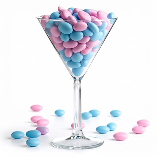 Decoraparty Coppa Porta Confetti Trasparente, Calice Martini per Confettata Cerimonia Decora Tavola, Centrotavola Decorazione Gigante Grande per Caramelle, Cioccolatini 16 cm x 25 cm