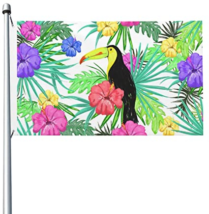 Fahnen Pflanzen Und Vögel Sommer Doppelt Genäht Banner Dekoration Garten Flagge Für Drinnen Fasching Sportliche Aktivitäten 3X5Ft