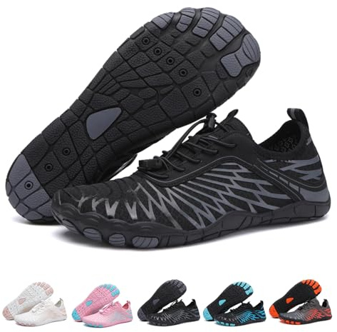 Hike Footwear Chaussures Pieds Nus Femme Homme, Chaussures Minimalistes Homme, Barefoot Shoes, Chaussures Pied Nu, AntidéRapantes Conception à Bout Large (Noir,43)