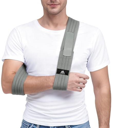 flintronic Universal Armschlinge, 180cm Verstellbar Leicht Komfortabel Schulterschlinge, Schneidbar Armschlinge Linker Arm für Handgelenk, Ellbogen, Brüche, Prellungen, Verrenkungen, Grau