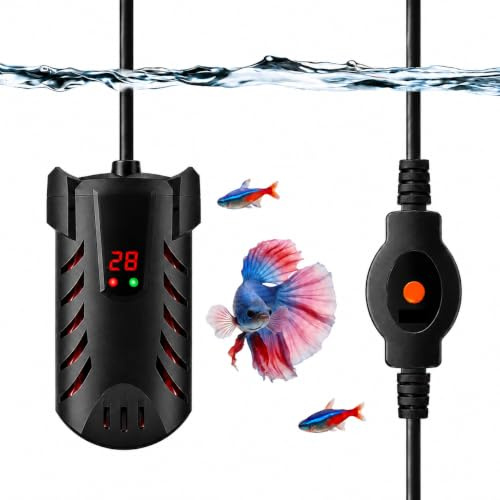 GlintBay 100W Fish Tank Heater for 50L Aquariums,100W Submersible Digital Aquarium Heater with Thermometer,Small Betta Fish Tank Turtle Tank Heater with LED Temperature