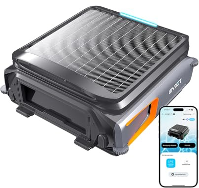 WYBOT F1 Solar Pool Skimmer, Robot da piscina con batteria, ultra silenzioso, controllo app, per tutte le piscine, colore arancione nero