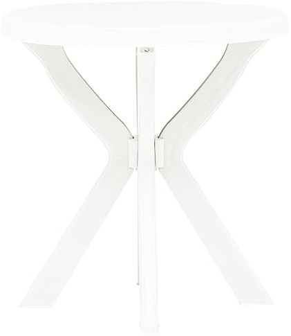 pokgdf Leichter Bistrotisch für Balkon aus pflegeleichtem Kunststoff, EIN Gartentisch für den täglichen Außenbereich mit weißer Tischplatte Ø70 cm