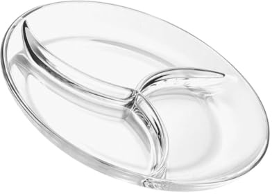 GATHINESS Plato de Vidrio Templado para Servir Frutas y Postres con Diseño de Compartimentos Múltiples, Optimización de Espacio y Estilo Elegante para Restaurantes y Casas