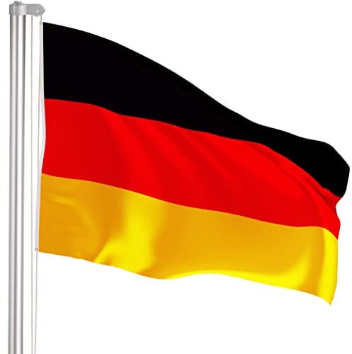 BRUBAKER Aluminium Fahnenmast Flaggenmast 4 m inklusive Deutschland Flagge 150 x 90 cm und Bodenhülse